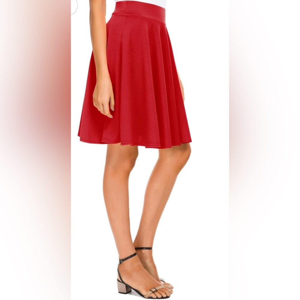 Urban CoCo Women's Red Midi Skirt Flared Casual High Waisted Skirt size medium - Picture 3 of 10